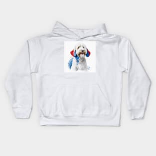 [AI Art] Red, blue and white Labradoodle Kids Hoodie